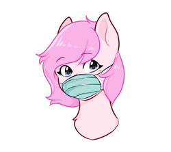 Size: 1800x1600 | Tagged: safe, artist:poofindi, oc, oc only, oc:kayla, bust, commission, coronavirus, covid-19, face mask, female, mare, mask, ppe, simple background, solo, surgical mask, transparent background, ych example, your character here