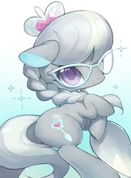 Size: 688x937 | Tagged: safe, artist:ciciya, silver spoon, earth pony, pony, female, filly, giant spoon, glasses, necklace, pearl necklace, solo, sparkles, spoon
