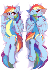 Size: 2026x3013 | Tagged: safe, artist:fensu-san, rainbow dash, pegasus, pony, semi-anthro, adorasexy, blushing, body pillow, clothes, cute, female, looking at you, looking back, looking back at you, mare, sexy, solo, stupid sexy rainbow dash, sweat, underhoof, uniform, wonderbolt trainee uniform