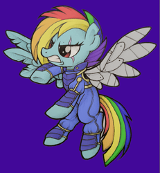 Size: 859x930 | Tagged: safe, artist:thecolorfulbrony, artist:wingedwolf94, rainbow dash, pegasus, pony, the cutie re-mark, alternate hairstyle, alternate timeline, apocalypse dash, colored, crystal war timeline, scar, solo, war