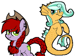 Size: 263x198 | Tagged: safe, artist:wingedwolf94, oc, oc only, oc:crab apple, merpony, braid, iscribble, low res image, simple background