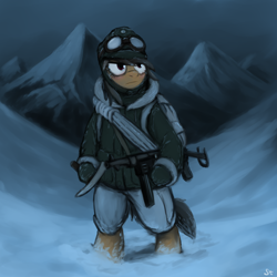 Size: 3000x3000 | Tagged: safe, artist:gordonfreeguy, daring do, crossover, gun, mp 40, submachinegun, where eagles dare, world war ii