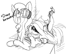 Size: 708x587 | Tagged: safe, artist:replica, oc, oc:allie, human, object pony, original species, alarm clock, alarm clock pony, chest fluff, grayscale, lineart, monochrome, ponified, this will end in pain