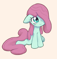 Size: 1407x1455 | Tagged: safe, artist:pestil, bubblegum brush, earth pony, pony, cute, explicit source, female, filly, long hair, long mane, simple background, solo
