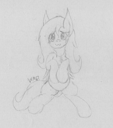 Size: 2150x2443 | Tagged: safe, artist:wapamario63, fluttershy, pegasus, pony, :3, chest fluff, cute, female, mare, monochrome, shyabetes, sketch, solo, traditional art