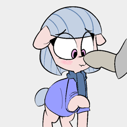 Size: 600x600 | Tagged: safe, artist:whydomenhavenipples, oc, oc only, oc:closed circuit, oc:rem, earth pony, pony, blushing, boop, clothes, colored, floppy ears, northern excursion, scarf, shirt