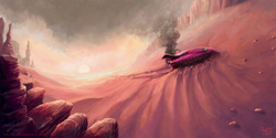 Size: 2500x1245 | Tagged: safe, artist:nemo2d, fanfic:the maretian, commission, desert, fanfic art, mars, no pony, scenery, spaceship, sunset