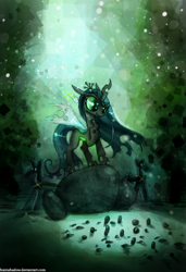 Size: 853x1250 | Tagged: safe, artist:foxinshadow, queen chrysalis, changeling, changeling queen, nymph, cute, cutealis, female, filly, filly queen chrysalis, foal, raised hoof, smiling, solo, standing, younger