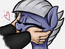 Size: 2000x1500 | Tagged: safe, artist:t72b, limestone pie, earth pony, human, pony, bust, cheek squish, cute, disembodied hand, eyes closed, female, hand, happy, heart, human on pony petting, limabetes, mare, offscreen character, offscreen human, petting, portrait, scratching, squishy cheeks