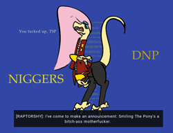 Size: 832x640 | Tagged: safe, artist:dinexistente, oc, oc:raptorshy, velociraptor, the end of derpibooru, doctor robotnik, drama