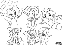 Size: 1100x800 | Tagged: safe, artist:freefraq, cloudchaser, flitter, starlight glimmer, pony, unicorn, monochrome