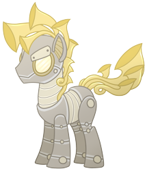 Size: 1365x1584 | Tagged: safe, artist:wingedwolf94, oc, oc only, pony, robot, robot pony, metal, musical instrument, simple background, solo, transparent background, trumpet