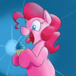 Size: 700x700 | Tagged: safe, artist:goat train, pinkie pie, earth pony, pony, cupcake, eating, food, open mouth, solo