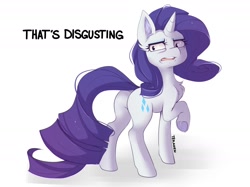 Size: 1706x1273 | Tagged: safe, artist:teranen, rarity, pony, unicorn, butt, chest fluff, disgusted, expression, female, funny, juxtaposition bait, looking at you, looking back, looking back at you, mare, plot, reaction image, rear view, simple background, sketch, solo, white background