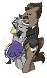 Size: 750x1250 | Tagged: safe, artist:3mangos, oc, oc only, earth pony, pony, unicorn, bowtie, bracelet, clothes, crossdressing, dancing, dress, earring, gay, male, tuxedo