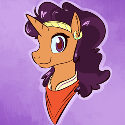 Size: 700x700 | Tagged: safe, artist:goat train, saffron masala, pony, unicorn, spice up your life, bust, colored pupils, female, mare, portrait, solo