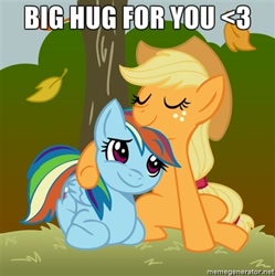 Size: 358x360 | Tagged: safe, artist:megasweet, applejack, rainbow dash, earth pony, pegasus, pony, cute, hug