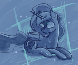 Size: 1024x852 | Tagged: safe, artist:post-it, princess luna, alicorn, pony, lying down, redraw, solo