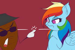 Size: 1280x864 | Tagged: safe, artist:freefraq, rainbow dash, pegasus, pony, cigarette, dash vs the evil bread, hat, parody, sketch, sunglasses