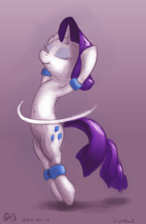 Size: 510x782 | Tagged: safe, artist:meater6, rarity, pony, unicorn, ballet, belly button, bipedal, simple background, solo, twirl