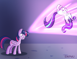 Size: 1000x761 | Tagged: safe, artist:empyu, starlight glimmer, twilight sparkle, pony, unicorn, the cutie re-mark, magic blast