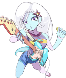Size: 1129x1330 | Tagged: safe, artist:seitama, trixie, equestria girls, clothes, female, guitar, simple background, solo