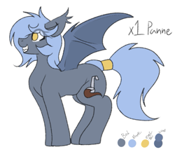 Size: 717x651 | Tagged: safe, artist:codras, oc, oc only, oc:panne, bat pony, pony, ear fluff, female, mare, reference sheet, simple background, smiling, solo, spread wings, sticker, tail wrap, transparent background, wings