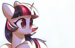 Size: 2001x1279 | Tagged: safe, artist:mirroredsea, twilight sparkle, pony, unicorn, bust, cute, female, mare, simple background, solo, twiabetes, white background