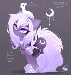 Size: 2808x2976 | Tagged: safe, artist:magnaluna, princess luna, oc, oc:zefiroth, bat pony, pony, alternate design, bat ponified, chest fluff, cute, disguise, ear fluff, female, gray background, lunabetes, mare, ocbetes, race swap, simple background, solo, species swap, unshorn fetlocks