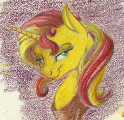 Size: 716x696 | Tagged: safe, artist:skybounddeos, sunset shimmer, pony, unicorn, solo, traditional art