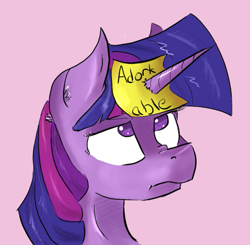 Size: 549x539 | Tagged: safe, artist:post-it, twilight sparkle, adorkable, color, cute, dork, horn impalement, solo, sticky note