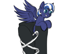 Size: 1400x1050 | Tagged: safe, artist:frecklesfanatic, oc, oc only, oc:night sky, pegasus, pony, boots, grin, micro, smiling