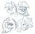 Size: 795x775 | Tagged: safe, artist:post-it, limestone pie, marble pie, maud pie, pinkie pie, earth pony, pony, expressions, monochrome, pie sisters, post-it, sketch, sketch dump