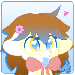 Size: 600x600 | Tagged: safe, artist:hungrysohma, part of a set, oc, oc only, oc:kushell, pony, :3, :p, animated, bowtie, bust, commission, female, floating heart, floating wings, gif, heart, heart eyes, loop, portrait, solo, tongue out, wingding eyes, wings, ych result