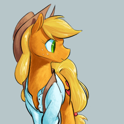 Size: 700x700 | Tagged: safe, artist:goat train, applejack, earth pony, pony, clothes, shirt, solo, vest