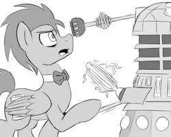 Size: 1000x800 | Tagged: safe, artist:crade, doctor whooves, bowtie, dalek, discord whooves, doctor who, mark 8 dalek