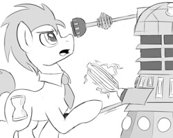 Size: 1000x800 | Tagged: safe, artist:crade, doctor whooves, dalek, doctor who, mark 8 dalek, necktie