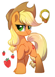 Size: 590x826 | Tagged: safe, artist:colorfulcolor233, part of a set, applejack, earth pony, pony, applejack's hat, cowboy hat, cute, element of honesty, female, hat, jackabetes, mare, simple background, solo, white background