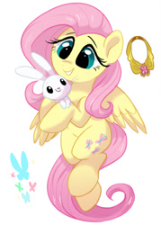 Size: 591x827 | Tagged: safe, artist:colorfulcolor233, part of a set, angel bunny, fluttershy, butterfly, pegasus, pony, cute, duo, element of kindness, female, mare, shyabetes, simple background, white background