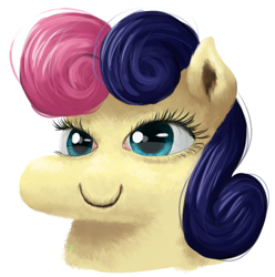 Size: 672x678 | Tagged: safe, artist:chef j, artist:jargon scott, bon bon, sweetie drops, bust, faic, looking at you, portrait, realistic, simple background, smiling, solo, squatbon, squatpony, uncanny valley, white background