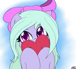 Size: 2200x2000 | Tagged: safe, artist:freefraq, flitter, pegasus, pony, bow, bust, cute, flitterbetes, freefraq is trying to murder us, hair bow, heart, looking at you, solo, weapons-grade cute