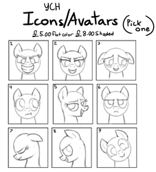 Size: 3639x4000 | Tagged: safe, artist:wingedwolf94, avatar, commission, expressions, icon, sketch, your character here