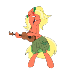 Size: 1280x1280 | Tagged: safe, artist:anontheanon, oc, oc only, oc:bahama nectar, pony, bipedal, hula, sarong, solo, ukulele