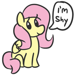 Size: 887x890 | Tagged: safe, artist:jargon scott, fluttershy, pegasus, pony, captain obvious, cute, dialogue, female, mare, shyabetes, simple background, sitting, smiling, solo, speech bubble, truth, white background