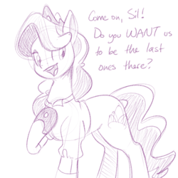 Size: 500x500 | Tagged: safe, artist:goat train, diamond tiara, ask, clothes, dialogue, monochrome, older, shirt, shoes, simple background, sketch, solo, tumblr, white background