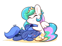 Size: 1024x753 | Tagged: safe, artist:dsp2003, princess celestia, princess luna, alicorn, pony, 2014, :3, bipedal, blushing, chibi, cute, cutelestia, daaaaaaaaaaaw, dsp2003 is trying to murder us, eyes closed, filly, floppy ears, happy, hnnng, hug, lifeloser-ish, lunabetes, open mouth, prone, s1 luna, simple background, sitting, smiling, spread wings, style emulation, transparent background, woona