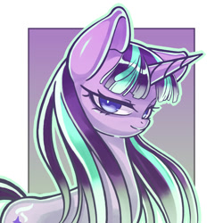 Size: 1200x1200 | Tagged: safe, artist:kaikoinu, starlight glimmer, pony, unicorn, alternate hairstyle, lidded eyes, looking at you, smiling, solo