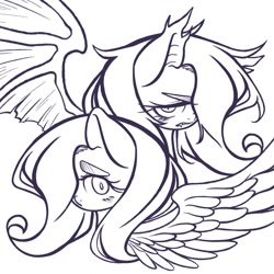 Size: 1024x1024 | Tagged: safe, artist:kaikoinu, fluttershy, bat pony, pony, duality, flutterbat, wip