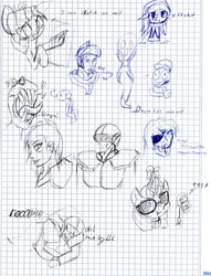 Size: 1280x1679 | Tagged: safe, artist:an-m, moondancer, oc, oc only, oc:abstract module, food, graph paper, lined paper, pasta, sketch, spaghetti, traditional art