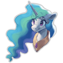 Size: 1000x1000 | Tagged: safe, artist:vanillaghosties, edit, princess celestia, alicorn, pony, bust, cropped, cute, cutelestia, ethereal mane, eye clipping through hair, eyebrows visible through hair, female, floppy ears, mare, missing accessory, peytral, simple background, smiling, solo, transparent background, white outline